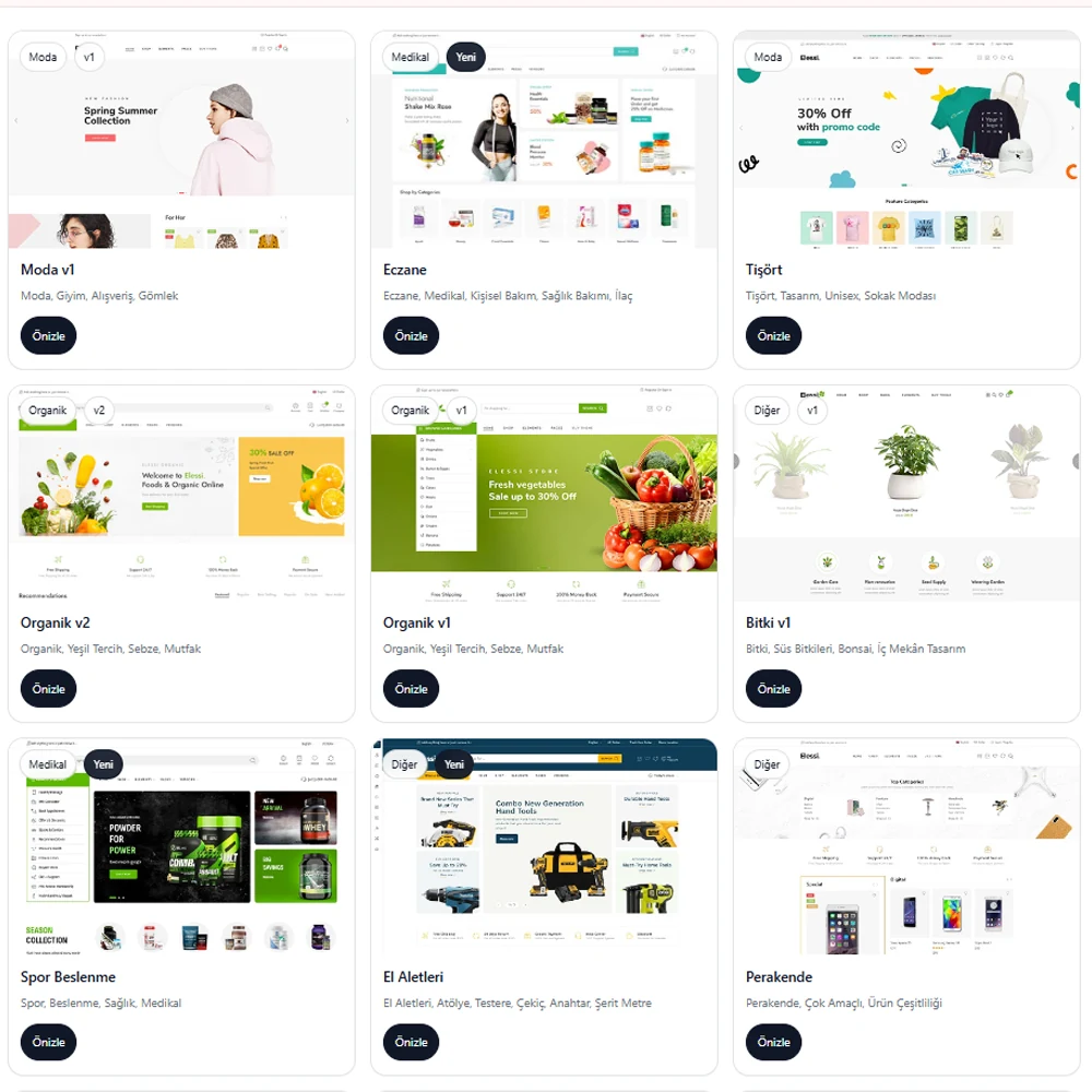 U-Teknoloji web tasarım ve e-ticaret demo seçenekleri